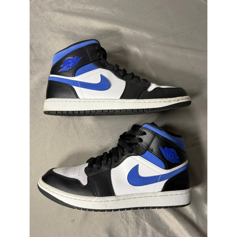 Air Jordan 1 Mid Racer Blue Black White 554724-140 Mens's Size 10.5